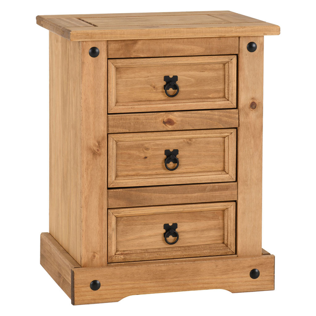 Wooden Bedside Cabinet With 3 Drawers - Corona