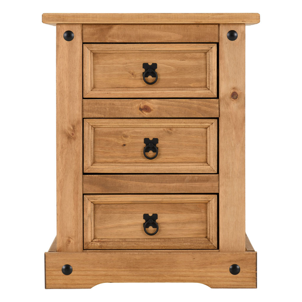 Wooden Bedside Cabinet With 3 Drawers - Corona