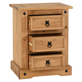 Wooden Bedside Cabinet With 3 Drawers - Corona