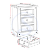 Wooden Bedside Cabinet With 3 Drawers - Corona