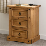 Wooden Bedside Cabinet With 3 Drawers - Corona