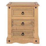 Wooden Bedside Cabinet 53cm Wide With 3 Drawers - Corona