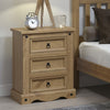 Wooden Bedside Cabinet 53cm Wide With 3 Drawers - Corona