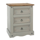 Wooden Bedside Cabinet 53cm Wide With 3 Drawers - Corona