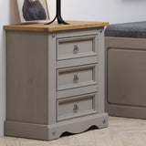 Wooden Bedside Cabinet 53cm Wide With 3 Drawers - Corona