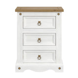 Wooden Bedside Cabinet 53cm Wide With 3 Drawers - Corona