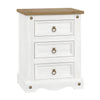 Wooden Bedside Cabinet 53cm Wide With 3 Drawers - Corona