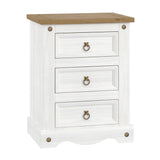 Wooden Bedside Cabinet 53cm Wide With 3 Drawers - Corona