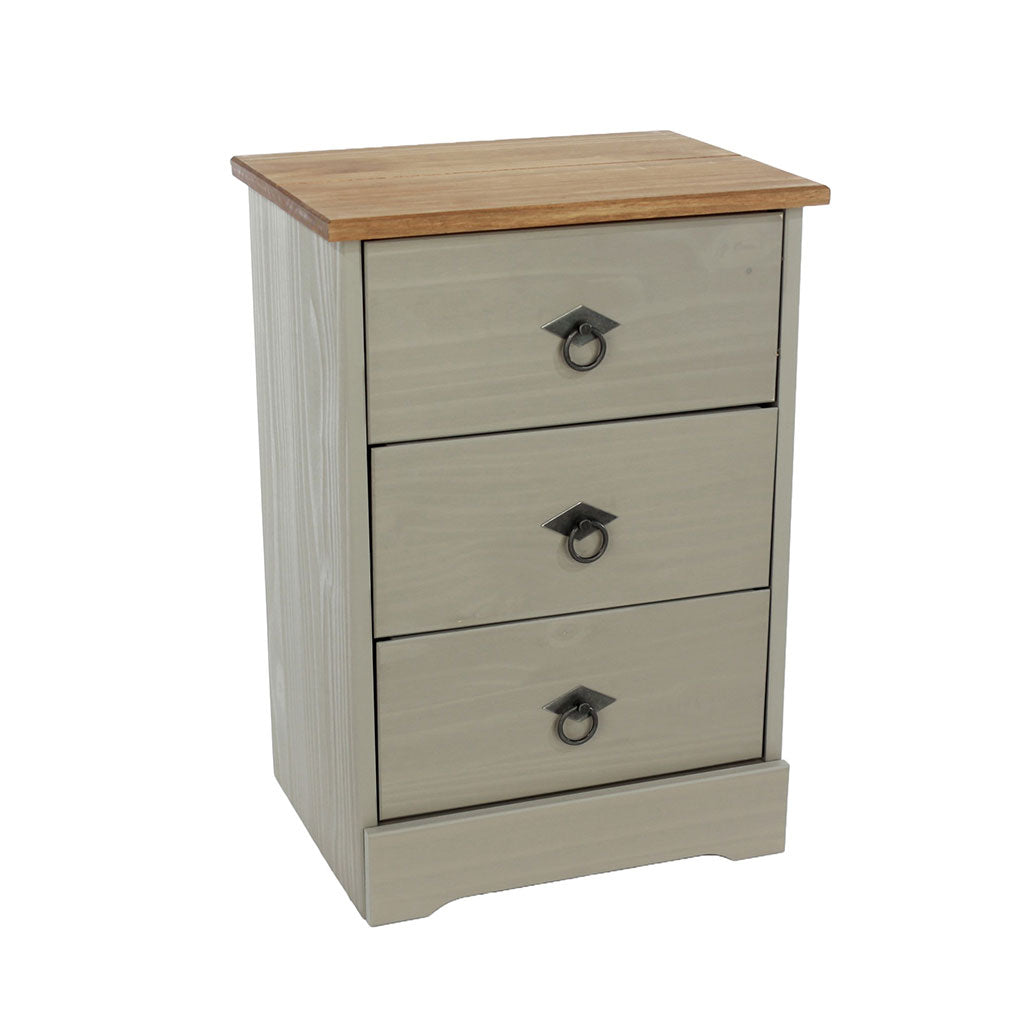 Wooden Bedside Cabinet With 3 Drawers - Corona Compact