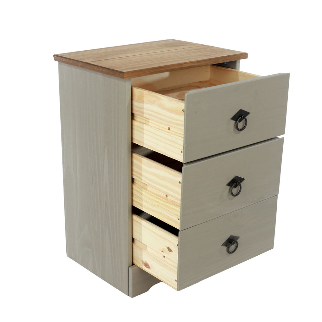 Wooden Bedside Cabinet With 3 Drawers - Corona Compact