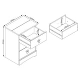 Wooden Bedside Cabinet With 3 Drawers - Corona Compact