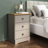 Wooden Bedside Cabinet With 3 Drawers - Corona Compact