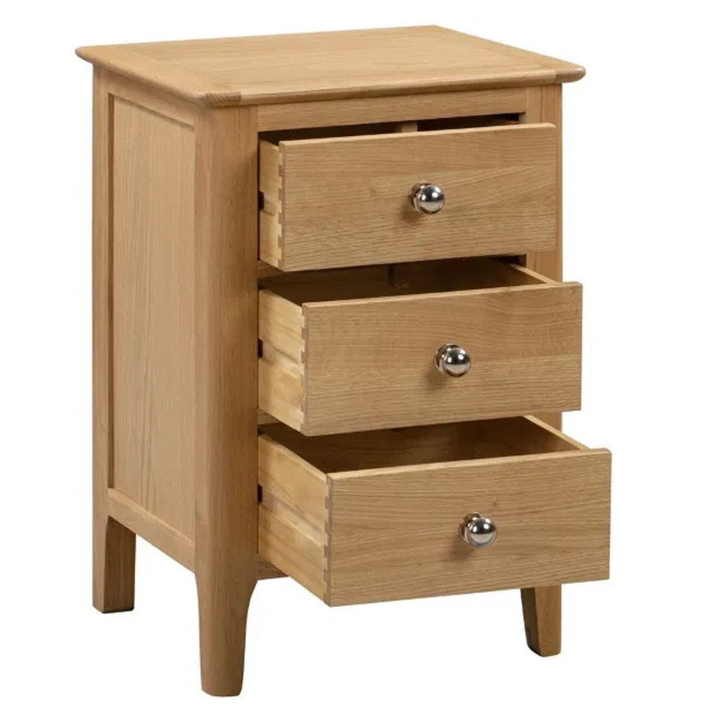 Wooden Bedside Cabinet With 3 Drawers - Cotswold