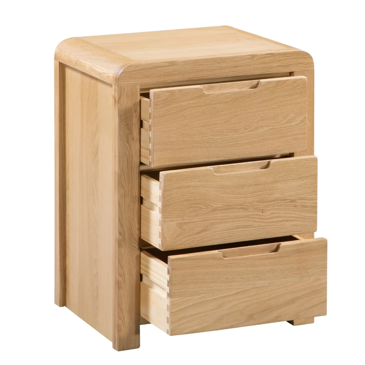 Wooden Bedside Cabinet With 3 Drawers - Curve