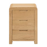 Wooden Bedside Cabinet With 3 Drawers - Curve
