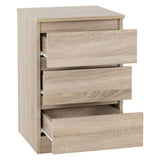 Wooden Bedside Cabinet With 3 Drawers in Set Of 2 - Malvern