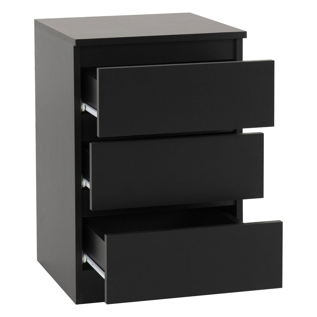 Wooden Bedside Cabinet With 3 Drawers in Set Of 2 - Malvern