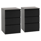 Wooden Bedside Cabinet With 3 Drawers in Set Of 2 - Malvern