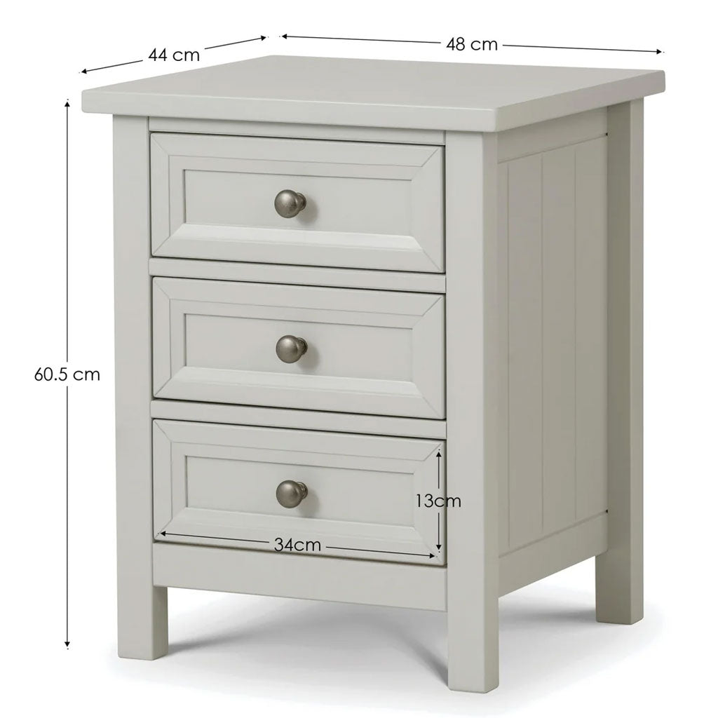 Wooden Bedside Cabinet With 3 Drawers - Maine