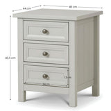 Wooden Bedside Cabinet With 3 Drawers - Maine