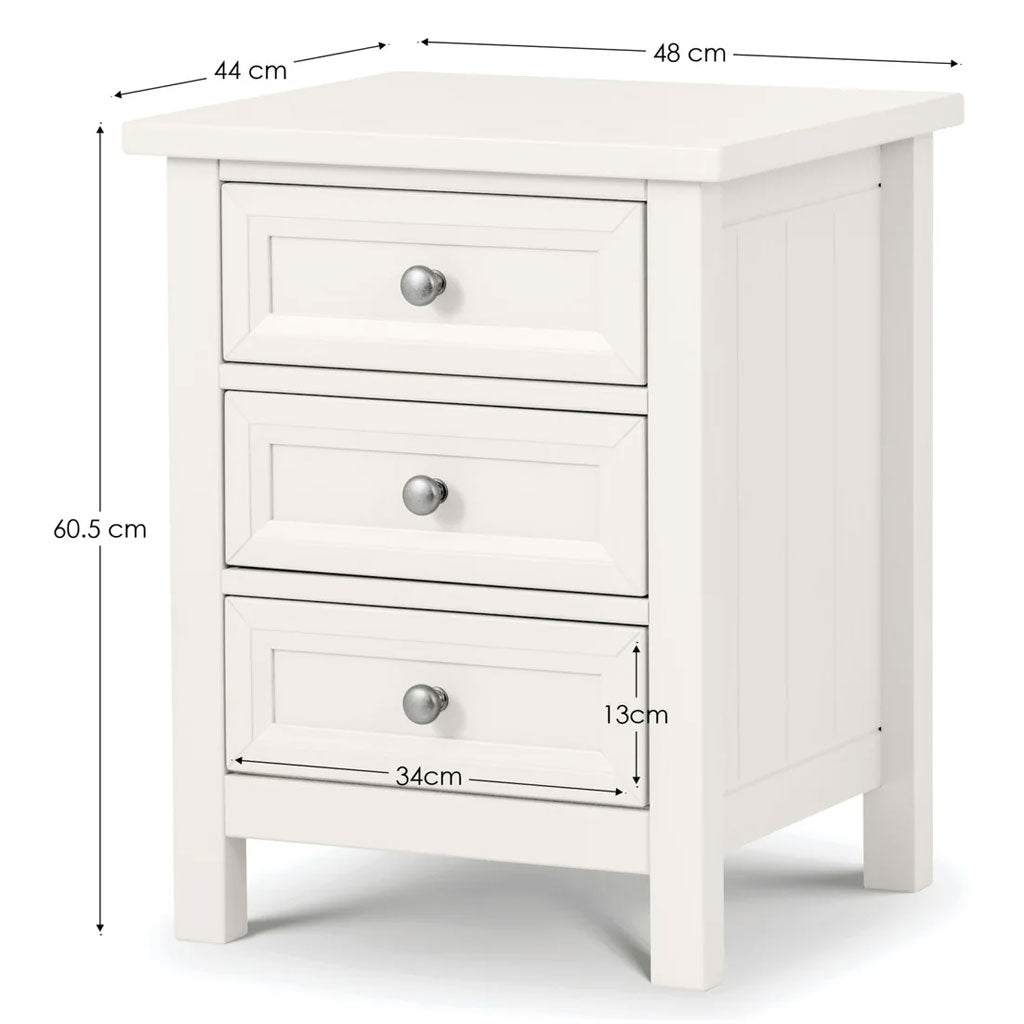 Wooden Bedside Cabinet With 3 Drawers - Maine
