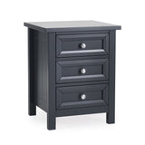 Wooden Bedside Cabinet With 3 Drawers - Maine