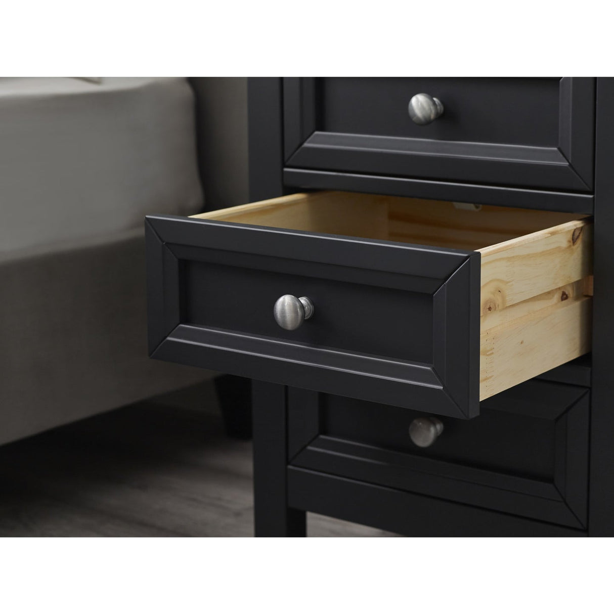 Wooden Bedside Cabinet With 3 Drawers - Maine