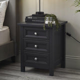 Wooden Bedside Cabinet With 3 Drawers - Maine