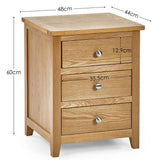 Wooden Bedside Cabinet With 3 Drawers - Mallory