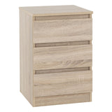Wooden Bedside Cabinet With 3 Drawers - Malvern