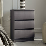 Wooden Bedside Cabinet With 3 Drawers - Malvern