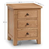 Wooden Bedside Cabinet With 3 Drawers - Marlborough