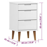 Wooden Bedside Cabinet With 3 Drawers - Molde