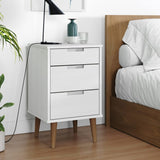 Wooden Bedside Cabinet With 3 Drawers - Molde