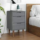 Wooden Bedside Cabinet With 3 Drawers - Molde