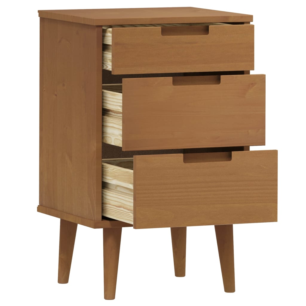 Wooden Bedside Cabinet With 3 Drawers - Molde