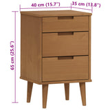 Wooden Bedside Cabinet With 3 Drawers - Molde