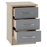 Wooden Bedside Cabinet With 3 Drawers - Nevada