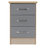 Wooden Bedside Cabinet With 3 Drawers - Nevada