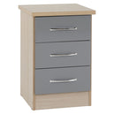 Wooden Bedside Cabinet With 3 Drawers - Nevada