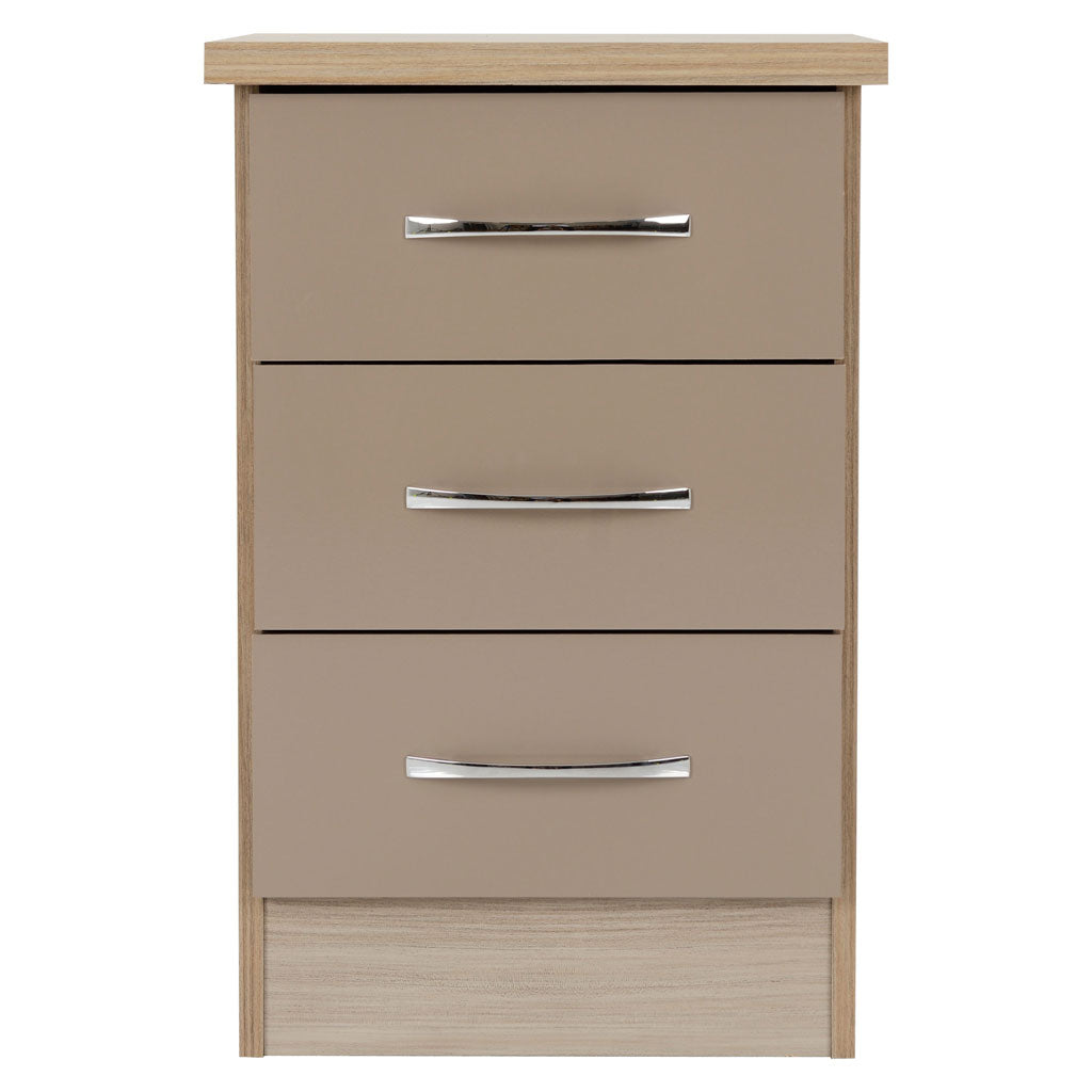 Wooden Bedside Cabinet With 3 Drawers - Nevada