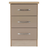 Wooden Bedside Cabinet With 3 Drawers - Nevada