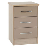 Wooden Bedside Cabinet With 3 Drawers - Nevada