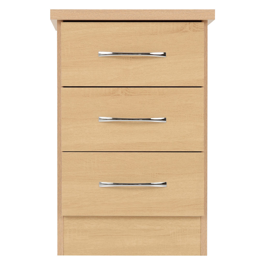 Wooden Bedside Cabinet With 3 Drawers - Nevada