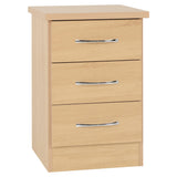 Wooden Bedside Cabinet With 3 Drawers - Nevada