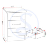 Wooden Bedside Cabinet With 3 Drawers - Nevada