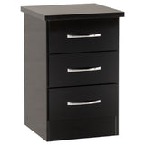 Wooden Bedside Cabinet With 3 Drawers - Nevada