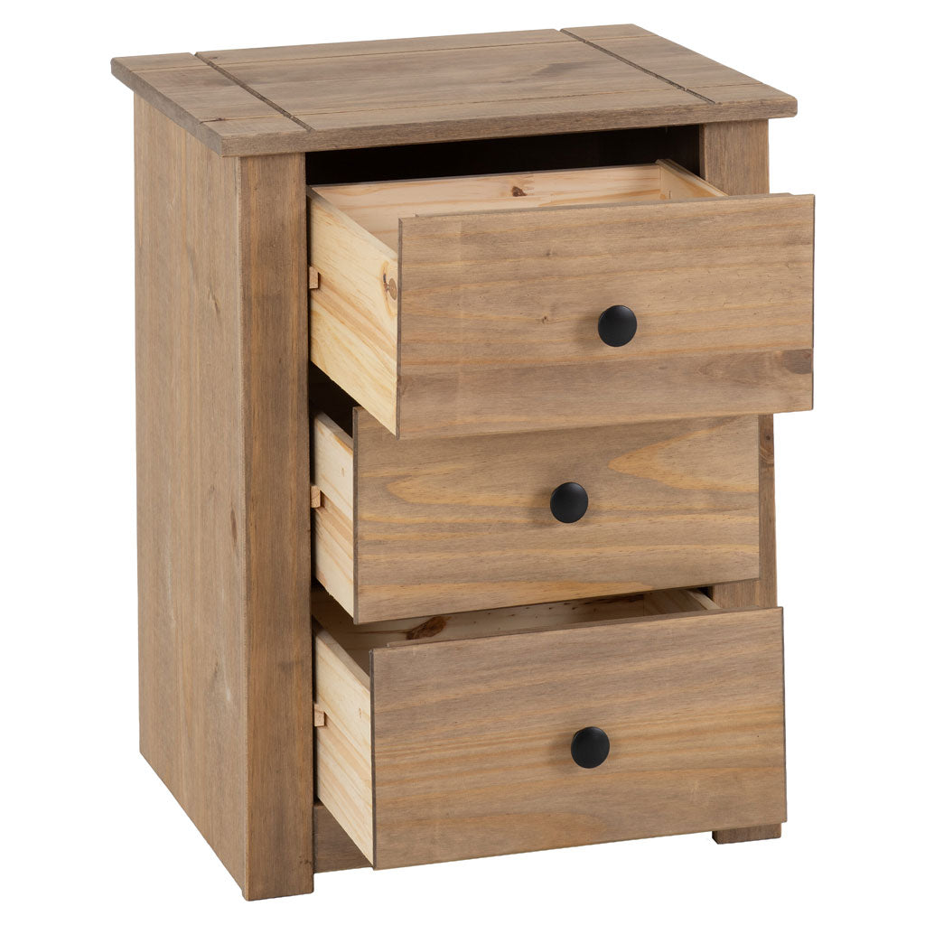Wooden Bedside Cabinet With 3 Drawers - Panama