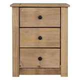 Wooden Bedside Cabinet With 3 Drawers - Panama