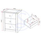 Wooden Bedside Cabinet With 3 Drawers - Panama